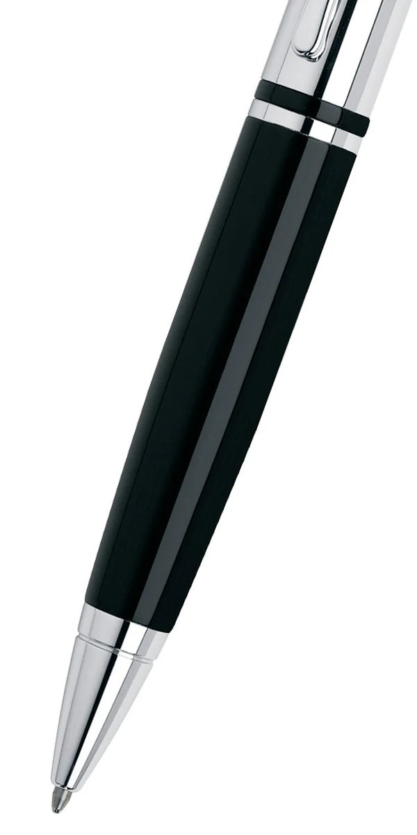 Cross Calais™ Chrome/Black Lacquer with Polished Chrome Appointments Ballpoint Pen (Blue Ink) - Image 5