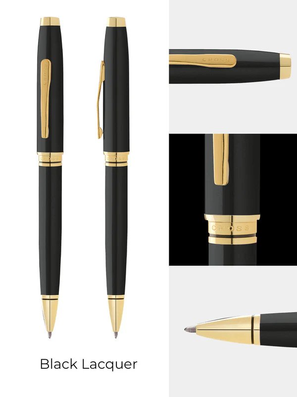 Cross Coventry Classic Black Lacquer with Gold Tone Appointments Ballpoint Pen (Blue Ink) - Image 2