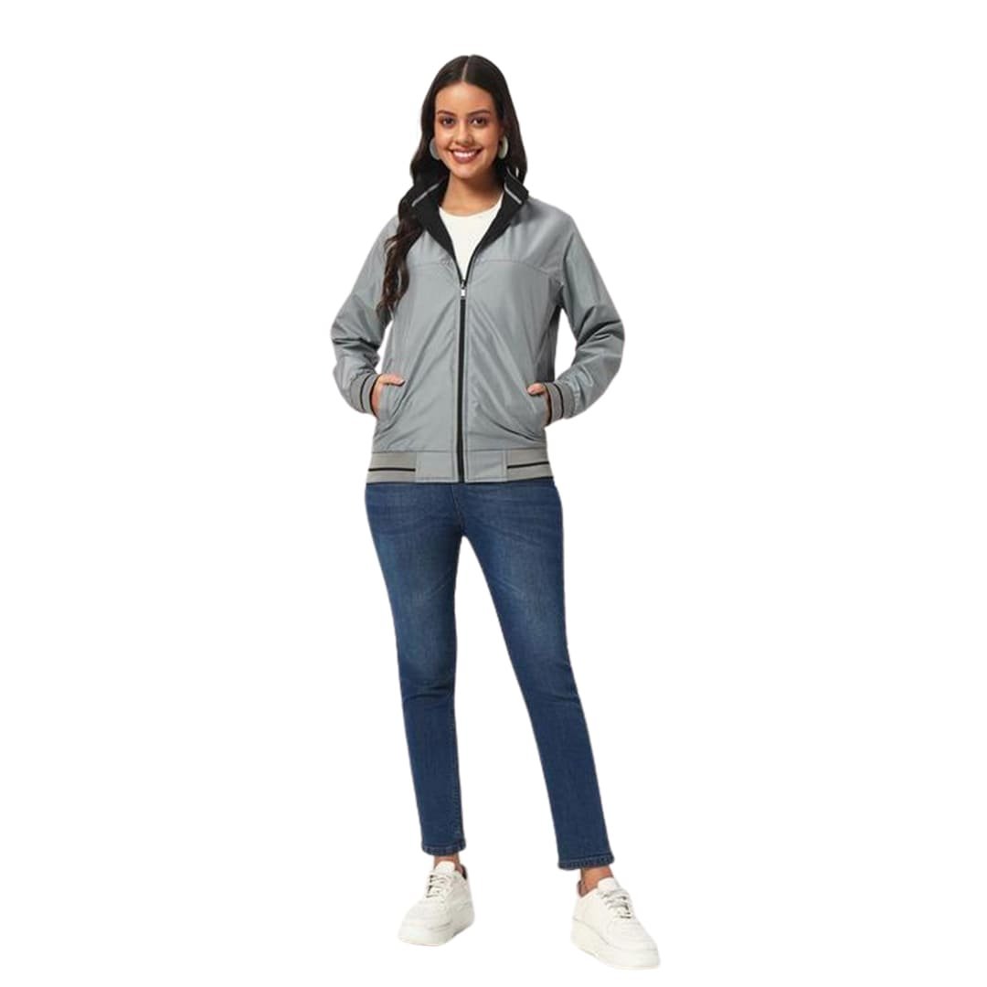 VARSITY - SANTHOME Women's Lightweight Reversible Bomber Jacket - Image 3