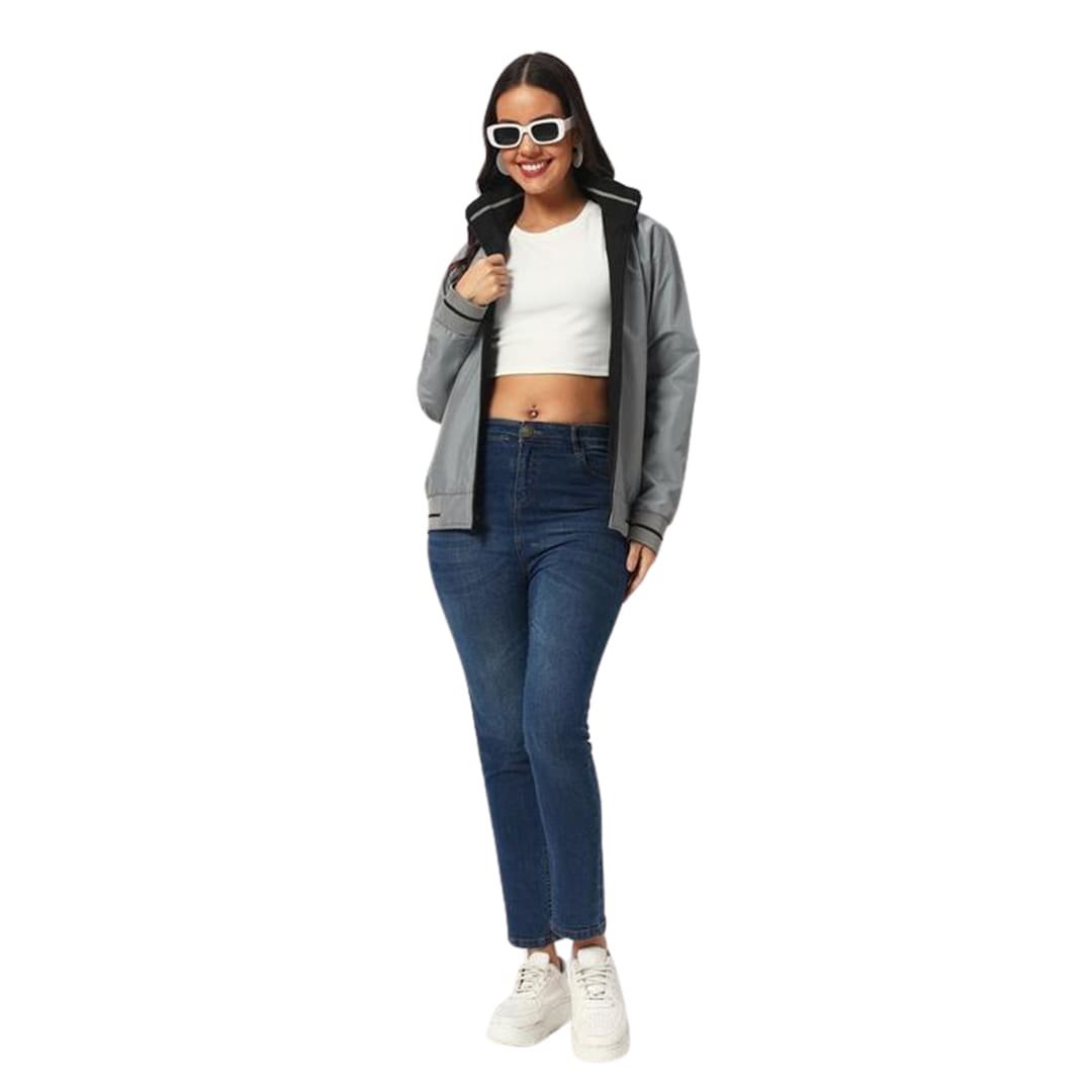 VARSITY - SANTHOME Women's Lightweight Reversible Bomber Jacket - Image 4