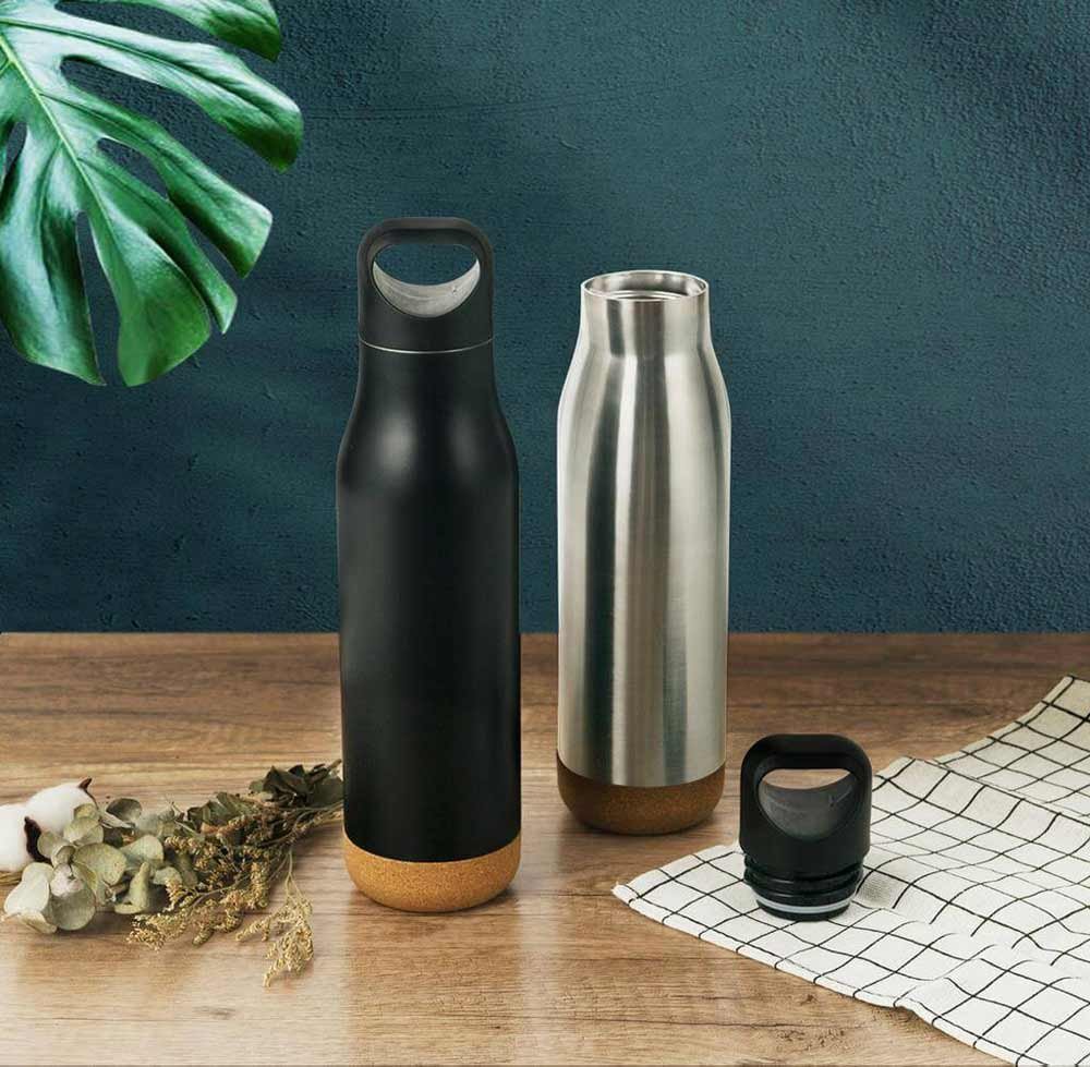 CREIL - Giftology Insulated Water Bottle with Cork Base - Steel - Image 4