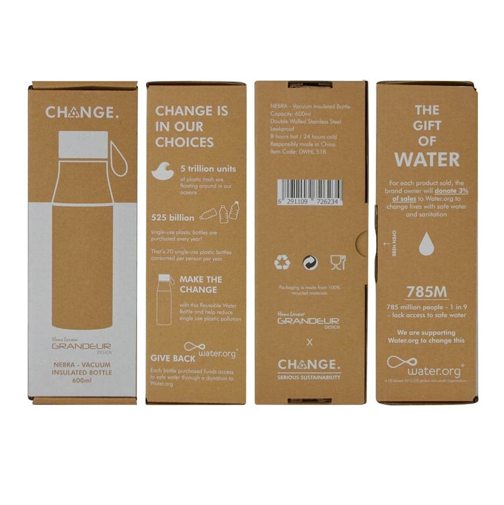 R-NEBRA - CHANGE Collection Recycled Stainless Steel Vacuum Bottle - Black - Image 10