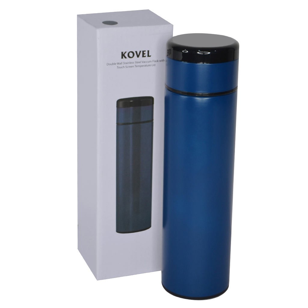 KOVEL - Giftology Double Walled Insulated Flask with Temperature Lid - Blue - Image 6