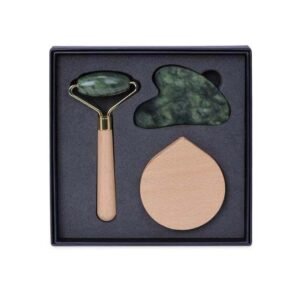LUNA - Set of Jade Face Roller, Guasha and Mirror