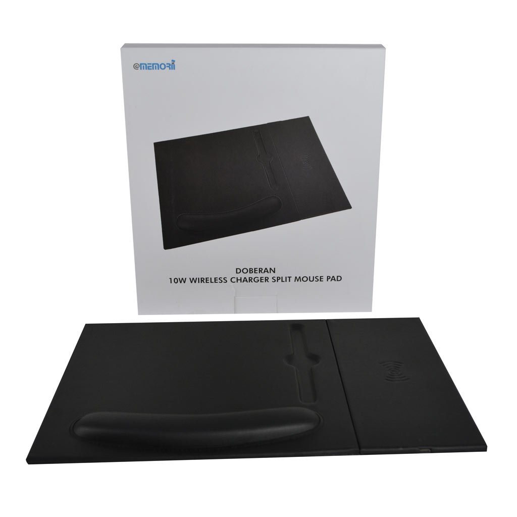 DOBERAN - @memorii 10W Wireless Charger PU Mouse Pad - Black - Image 10