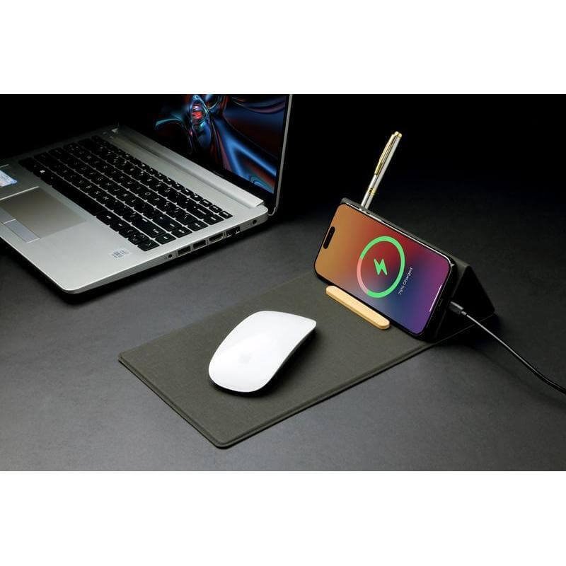 BLACE - CHANGE ZERO Recycled PU 15W Wireless Mousepad & Desk Organizer - Black - Image 17