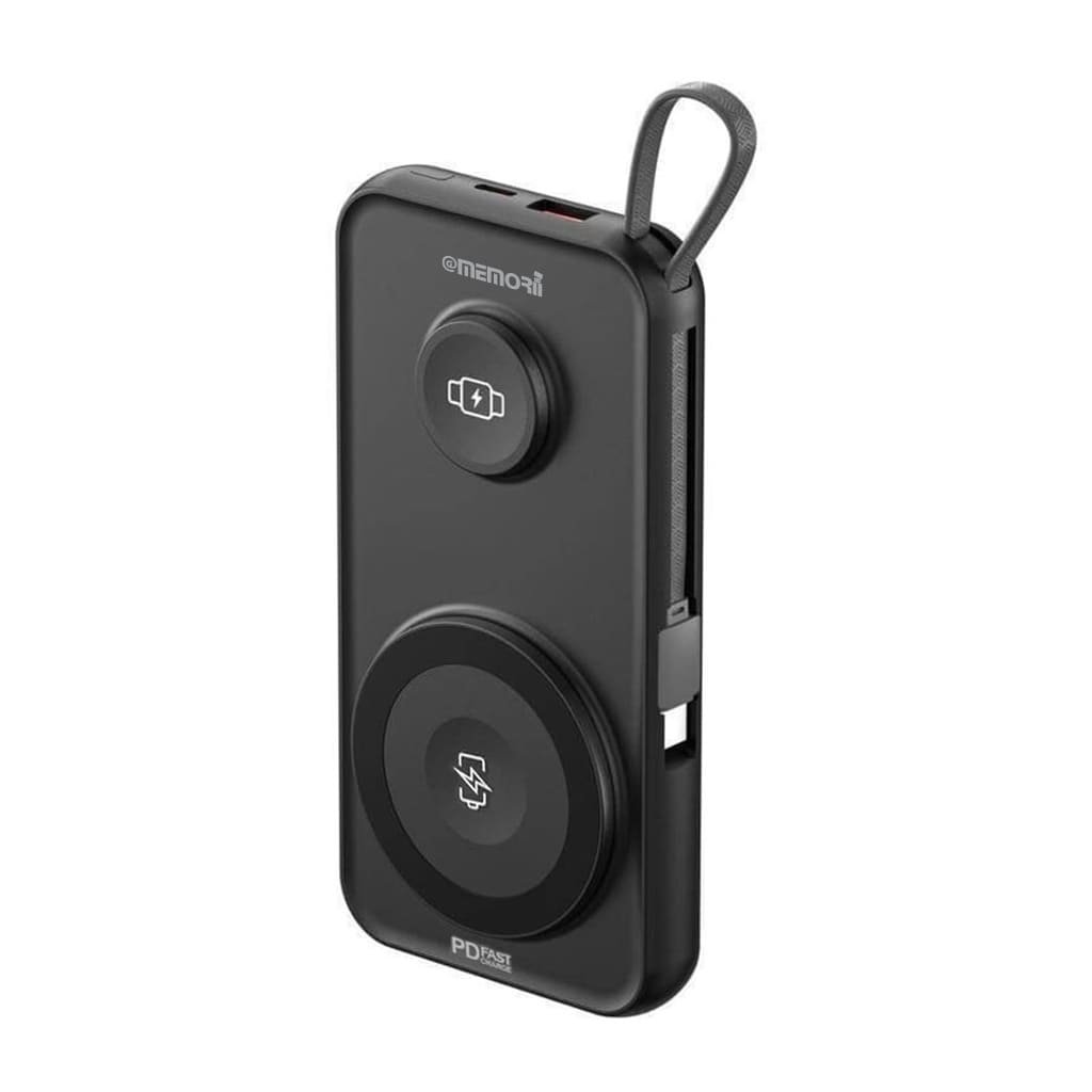 ROTTERDAM - @memorii® 10,000mAh Universal Wireless Powerbank with inbuilt cables - Black - Image 9