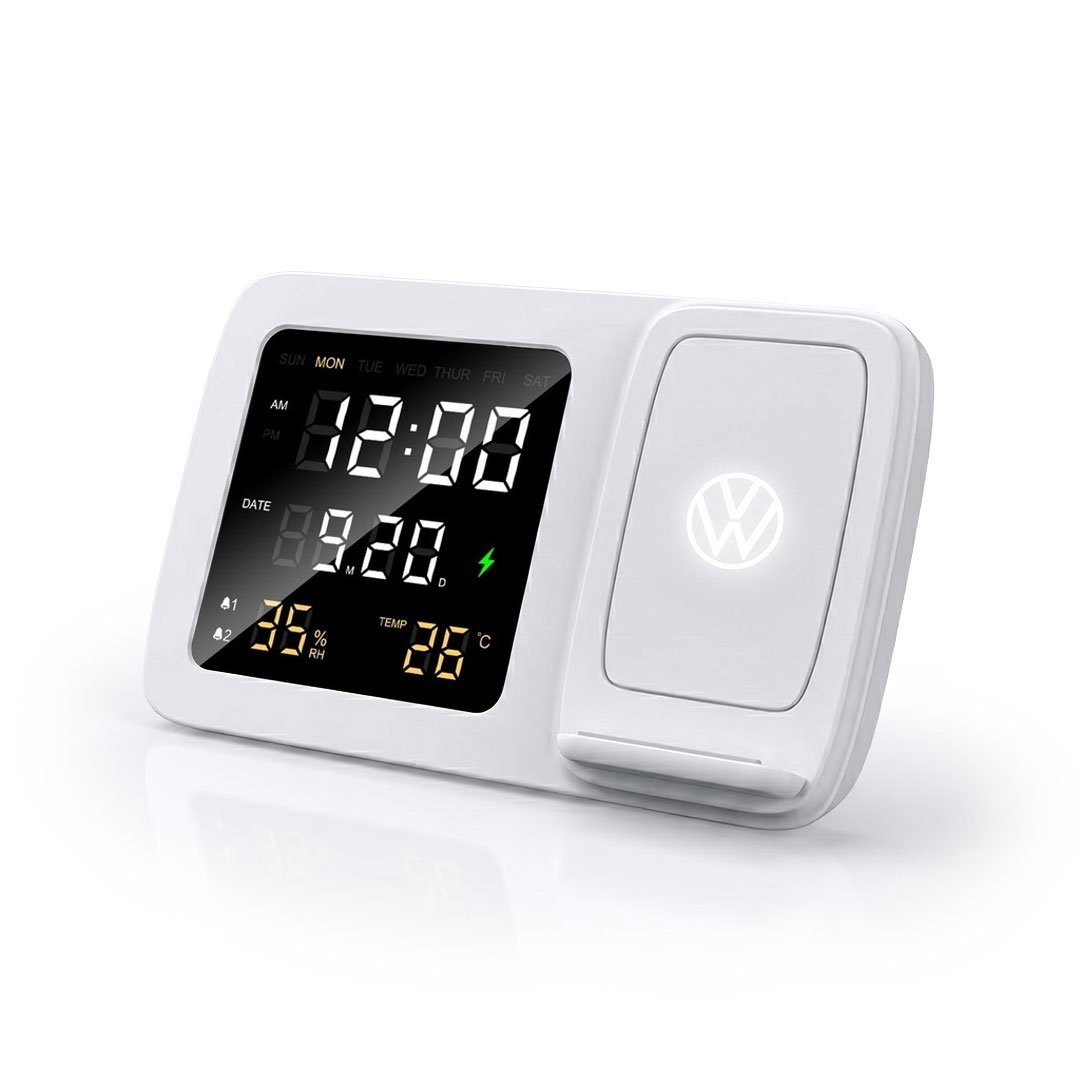 RISE - Giftology Digital Alarm Clock Wireless Charger - White - Image 6