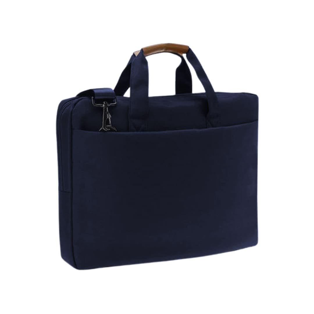 SLOTEN - Santhome® 15" Laptop Bag - Navy Blue/Tan - Image 10