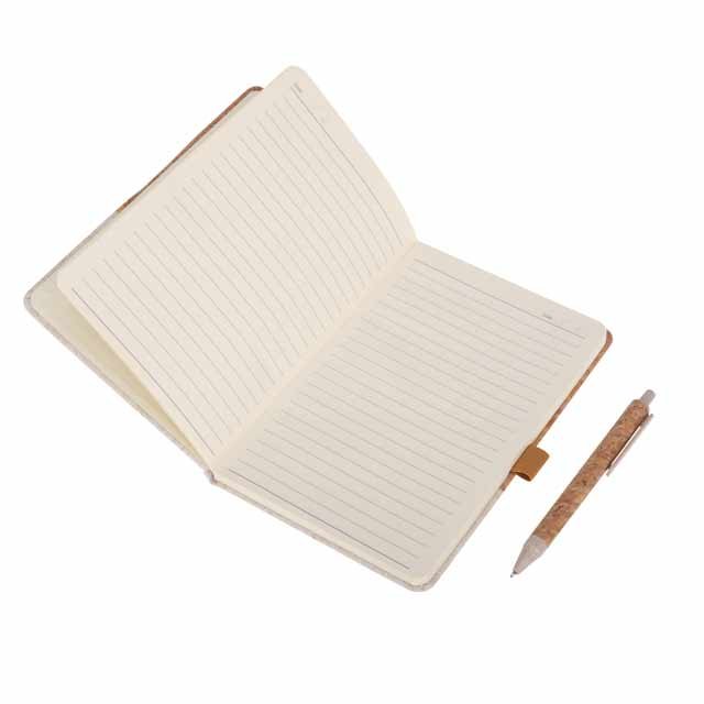 BORSA - eco-neutral Set of A5 Cork Fabric Hard Cover Notebook and Pen - White - Image 8