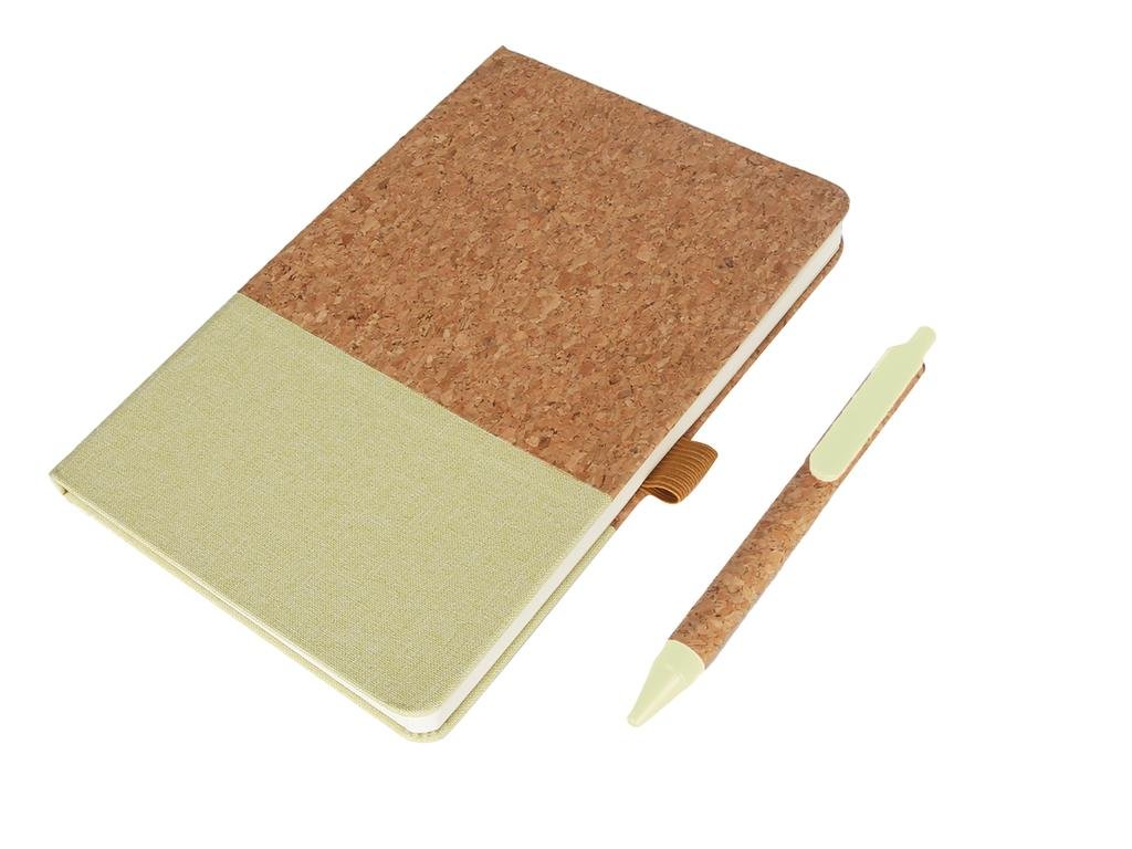 BORSA - eco-neutral A5 Cork Fabric Hard Cover Notebook and Pen Set - Green - Image 8