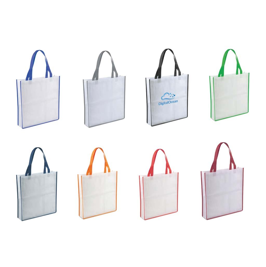 Non-Woven Shopping Bag Vertical White/R.Blue - Image 3