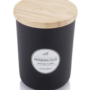 NOUM - Arabic Oudh Scented Glass Candle with Bamboo Lid - Black