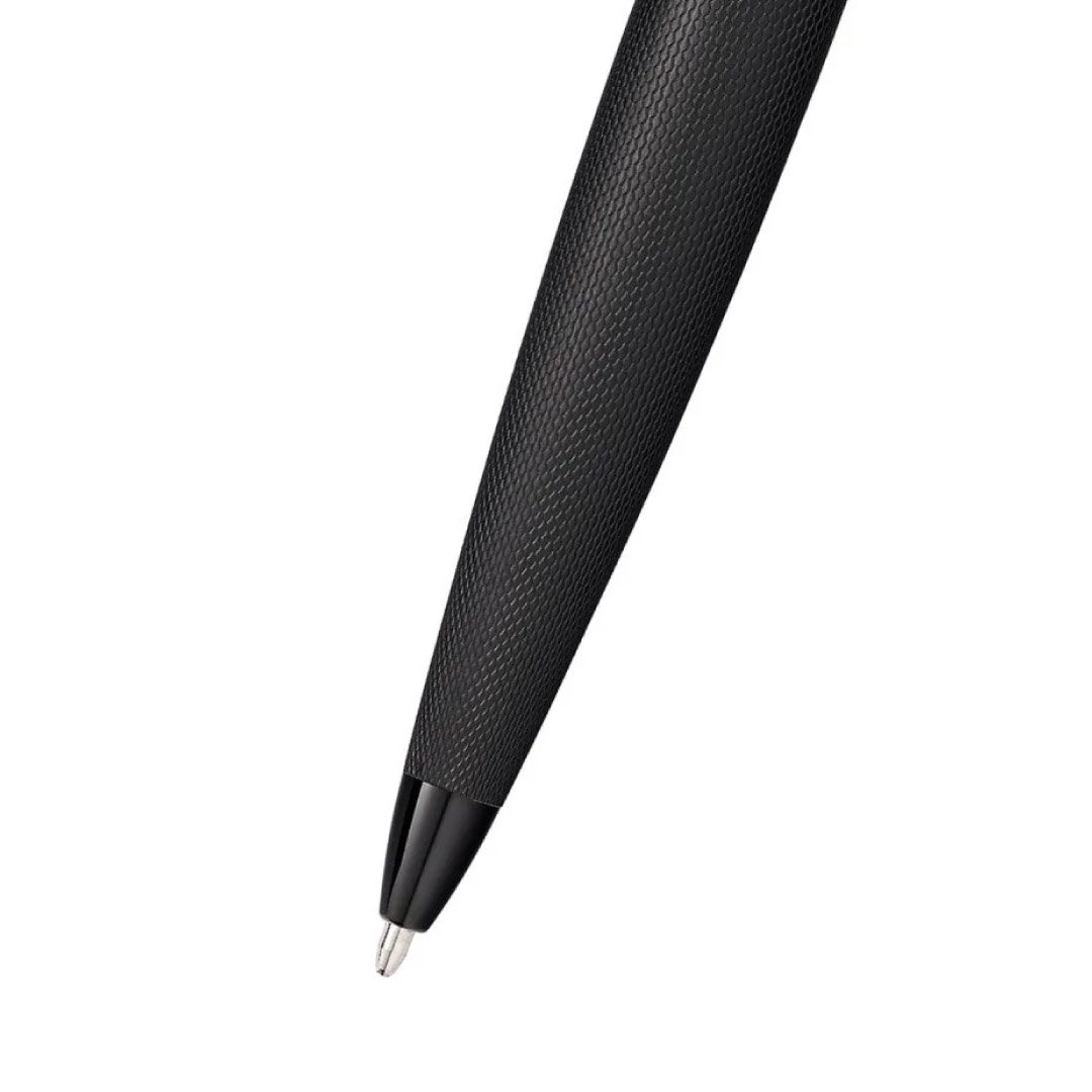 Cross ATX® Brushed Black with Machine-Turned Diamond Pattern Engraving with Polished Black PVD Appointments Ballpoint Pen (Blue Ink) - Image 9