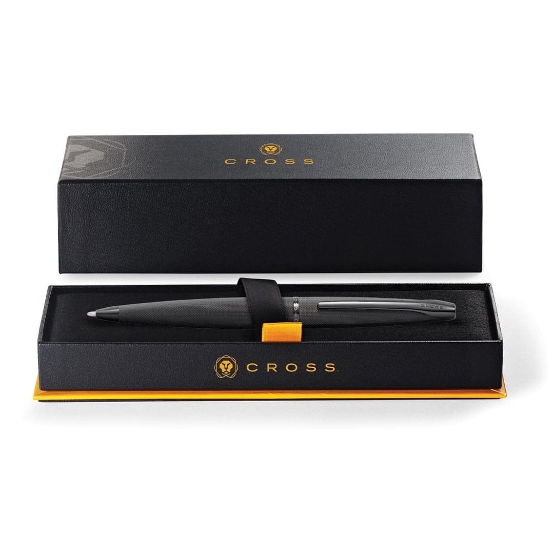Cross ATX® Brushed Black with Machine-Turned Diamond Pattern Engraving with Polished Black PVD Appointments Ballpoint Pen (Blue Ink) - Image 10