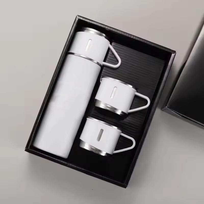 SAFFLE - Giftology Family Set of Vacuum Flask & Two Cups - White - Image 5