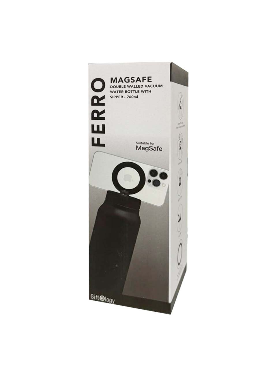 FERRO - Giftology Double Walled Vacuum Bottle with Mag Holder - Black - Image 2