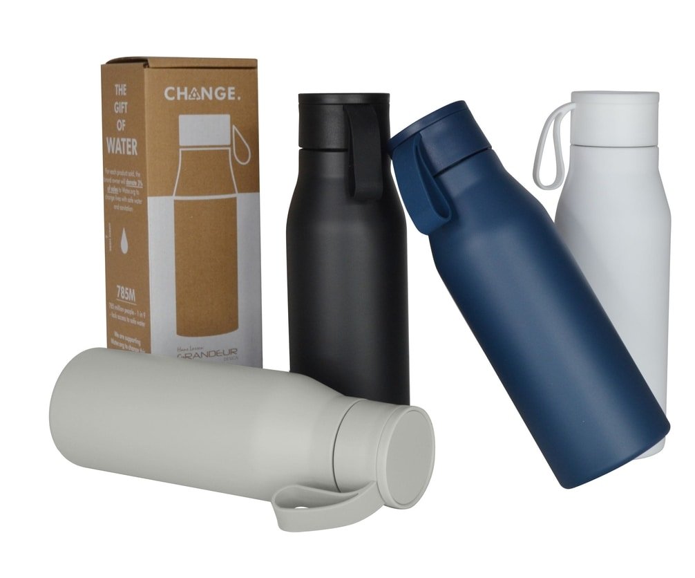 R-NEBRA - CHANGE Collection Recycled Stainless Steel Vacuum Bottle - Black - Image 7