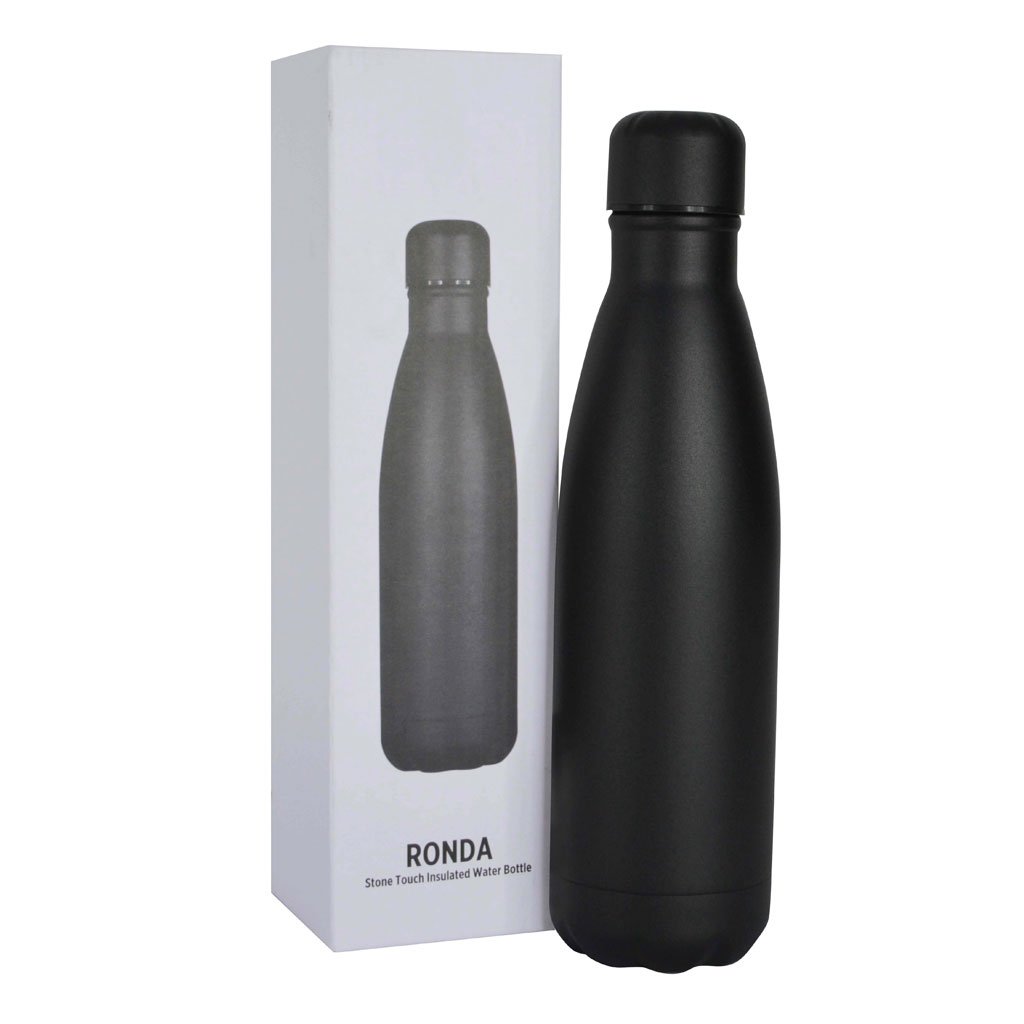 RONDA - Stone Touch Insulated Water Bottle - Black - Image 9