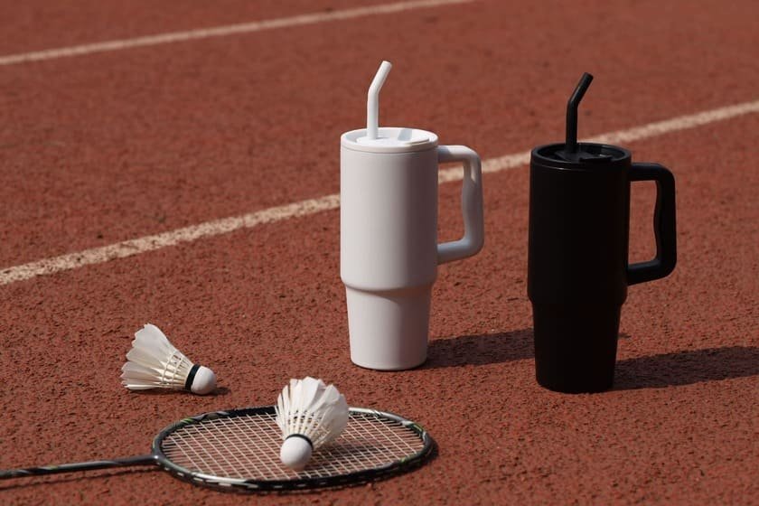 BERN - Recycled Stainless Steel Tumbler with Reusable Straw - White - Image 11