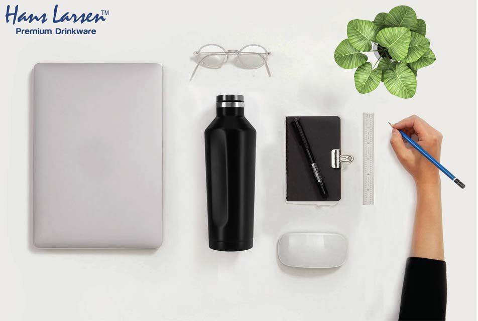 GALATI - Hans Larsen Stainless Steel Water Bottle - Black - Image 17