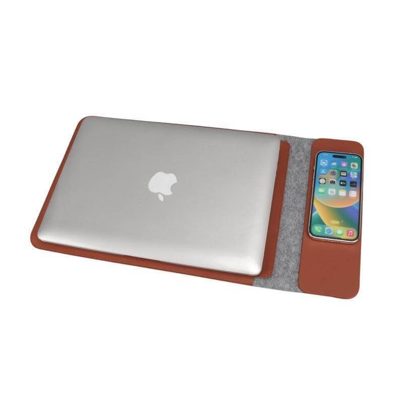 CAMDEN - Giftology 14" Felt Laptop Sleeve With 15W Magnetic Charger - Tan - Image 21