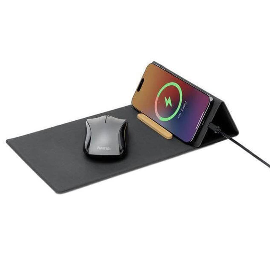 BLACE - CHANGE ZERO Recycled PU 15W Wireless Mousepad & Desk Organizer - Black - Image 21