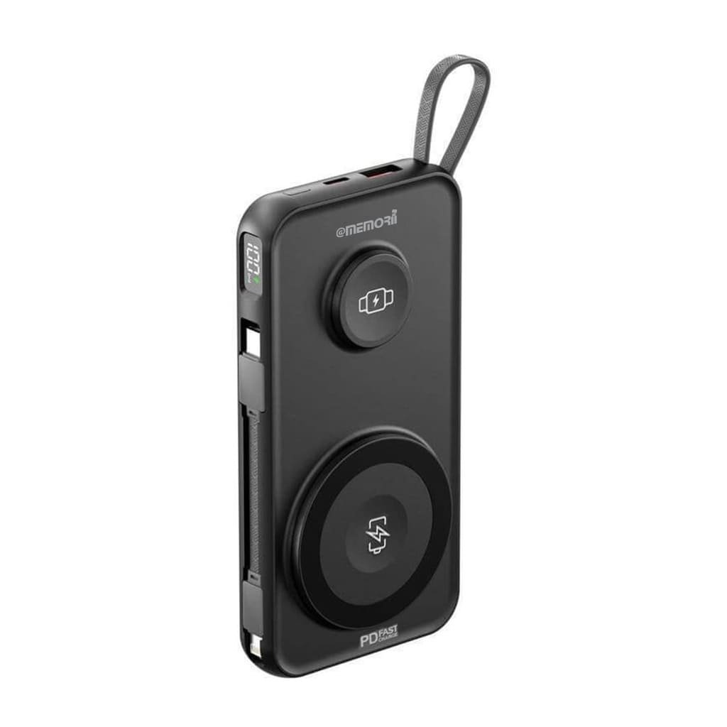 ROTTERDAM - @memorii® 10,000mAh Universal Wireless Powerbank with inbuilt cables - Black - Image 14