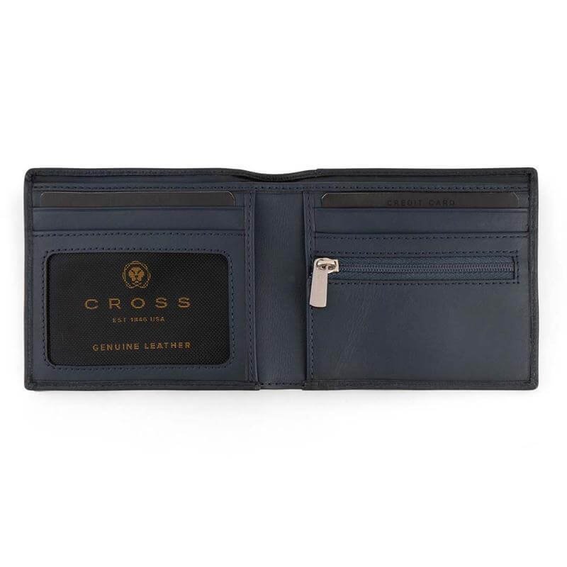CROSS Pebble Leather 6CC Classic Fold Wallet with 6CC Cardholder - Navy Blue - Image 12