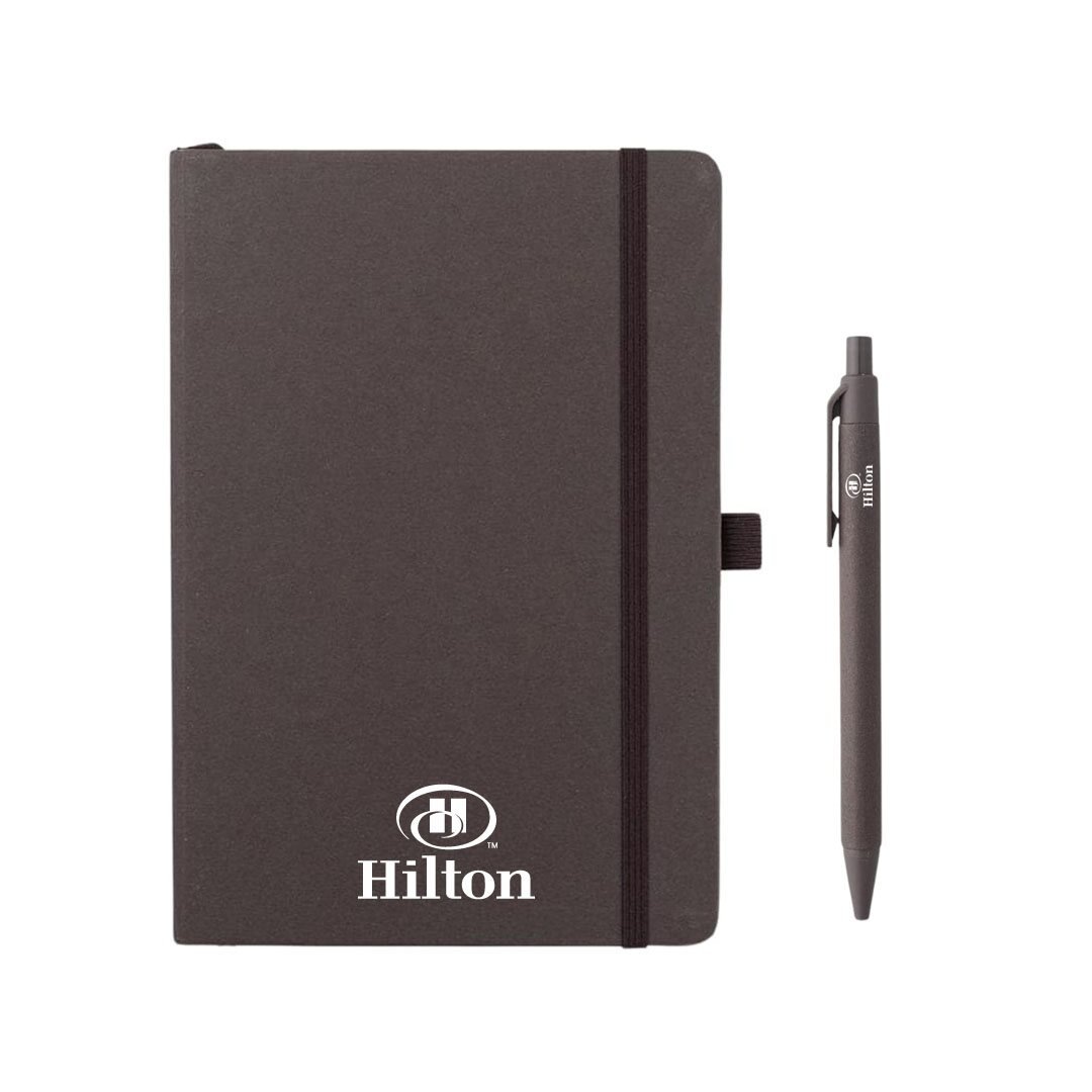 ABULA - eco-neutral® A5 Hard Cover Notebook & Pen Set - Coffee Paper - Image 29