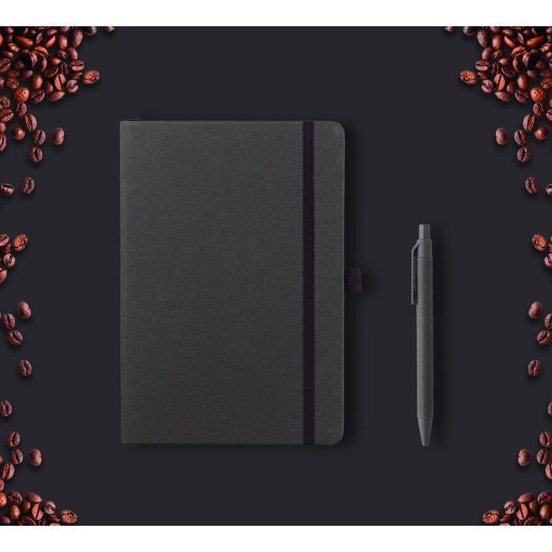 ABULA - eco-neutral® A5 Hard Cover Notebook & Pen Set - Coffee Paper - Image 31
