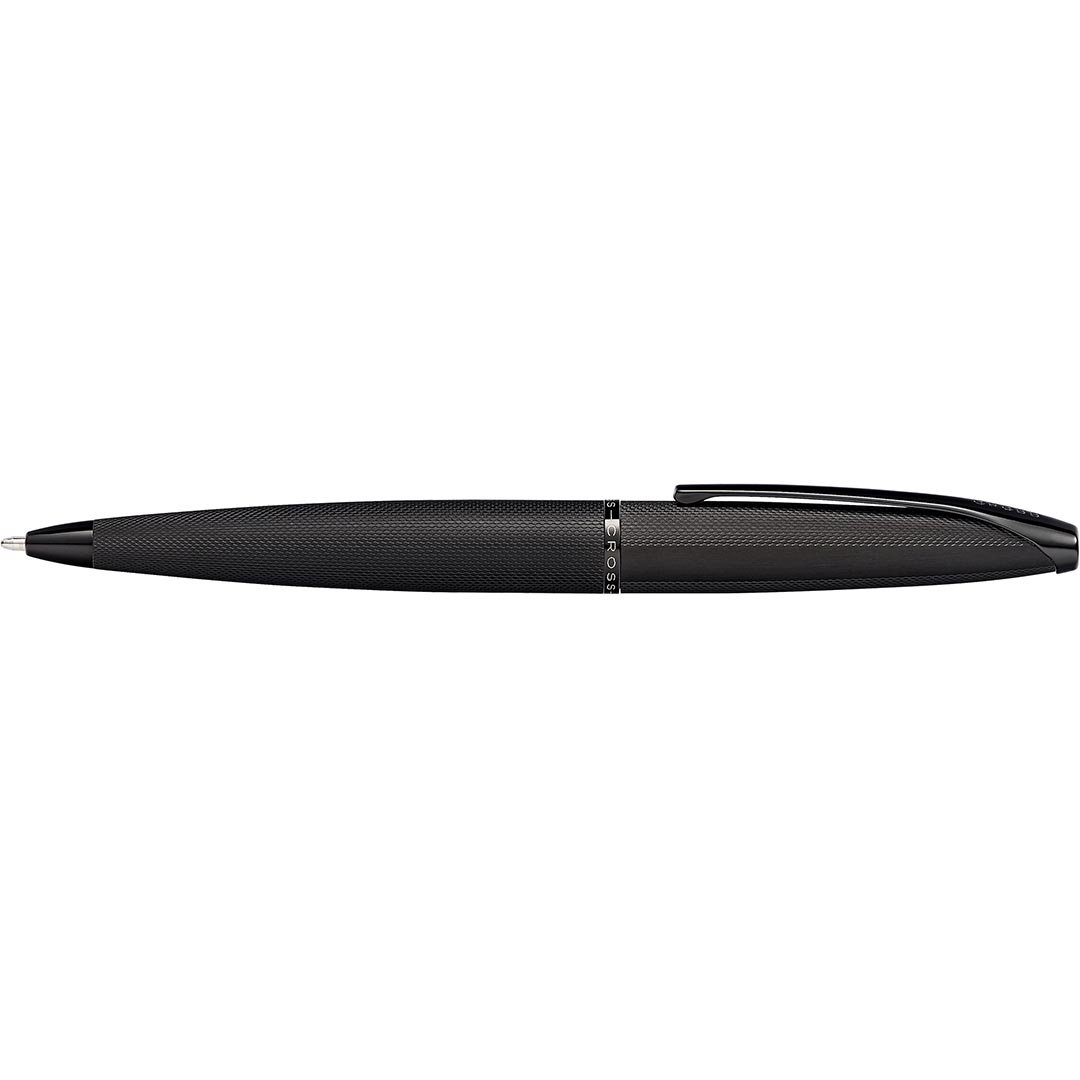 Cross ATX® Brushed Black with Machine-Turned Diamond Pattern Engraving with Polished Black PVD Appointments Ballpoint Pen (Blue Ink) - Image 13