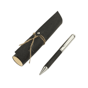 KORU - eco-neutral Metal Pen with Recycled Leather Barrel - Black