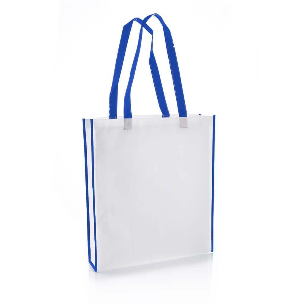 Non-Woven Shopping Bag Vertical White/R.Blue