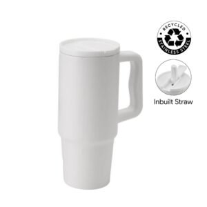 BERN 2.0 - Hans Larsen Recycled Stainless Steel Tumbler with Straw Lid - White