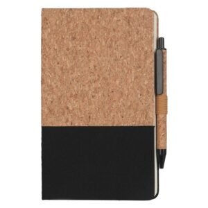 BORSA - eco-neutral A5 Cork Fabric Hard Cover Notebook and Pen Set - Black