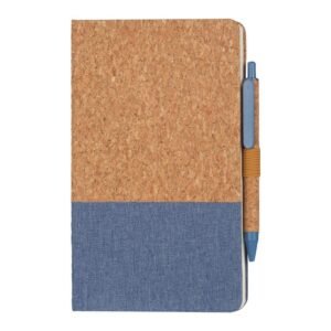 BORSA - eco-neutral A5 Cork Fabric Hard Cover Notebook and Pen Set - Blue