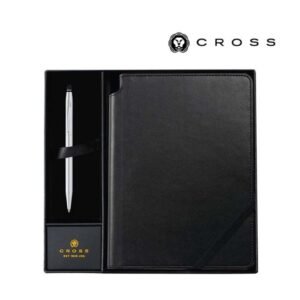 Cross Click™ Chrome Ballpoint Pen with Classic Black Journal Gift Set