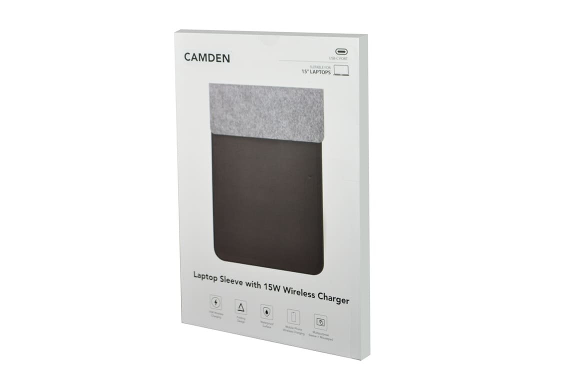 CAMDEN - Giftology 14" Felt Laptop Sleeve With 15W Magnetic Charger - Black - Image 7