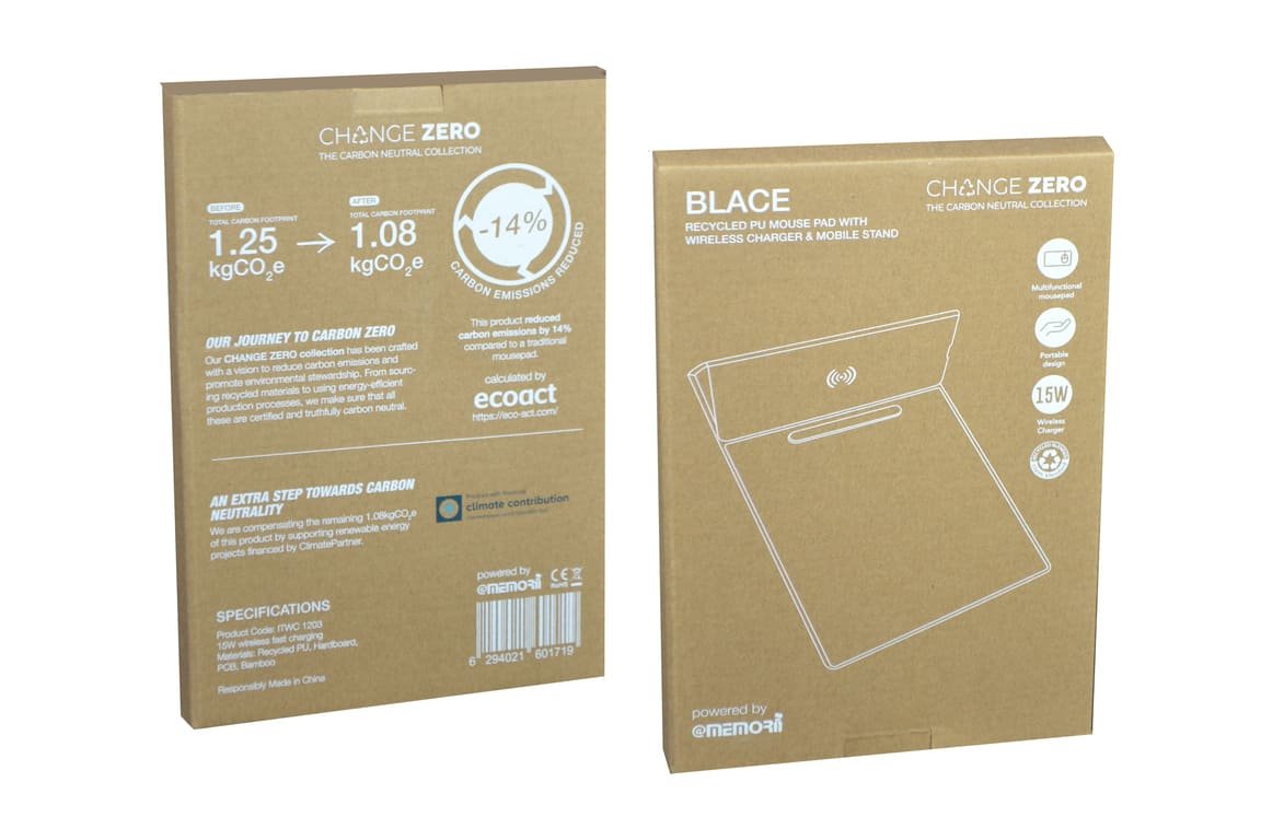 BLACE - CHANGE ZERO Recycled PU 15W Wireless Mousepad & Desk Organizer - Black - Image 7