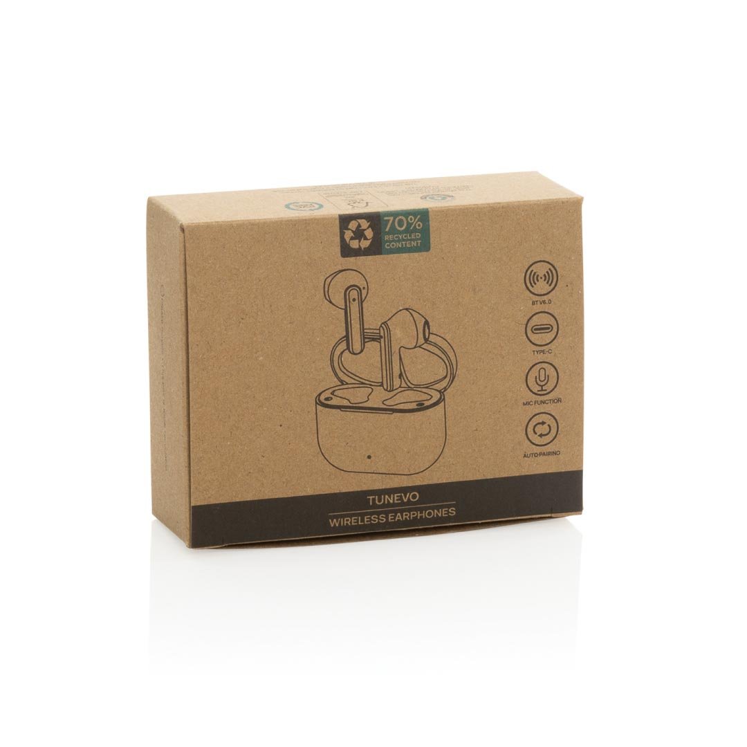 TUNEVO RCS recycled plastic wireless earbuds - Black - Image 5