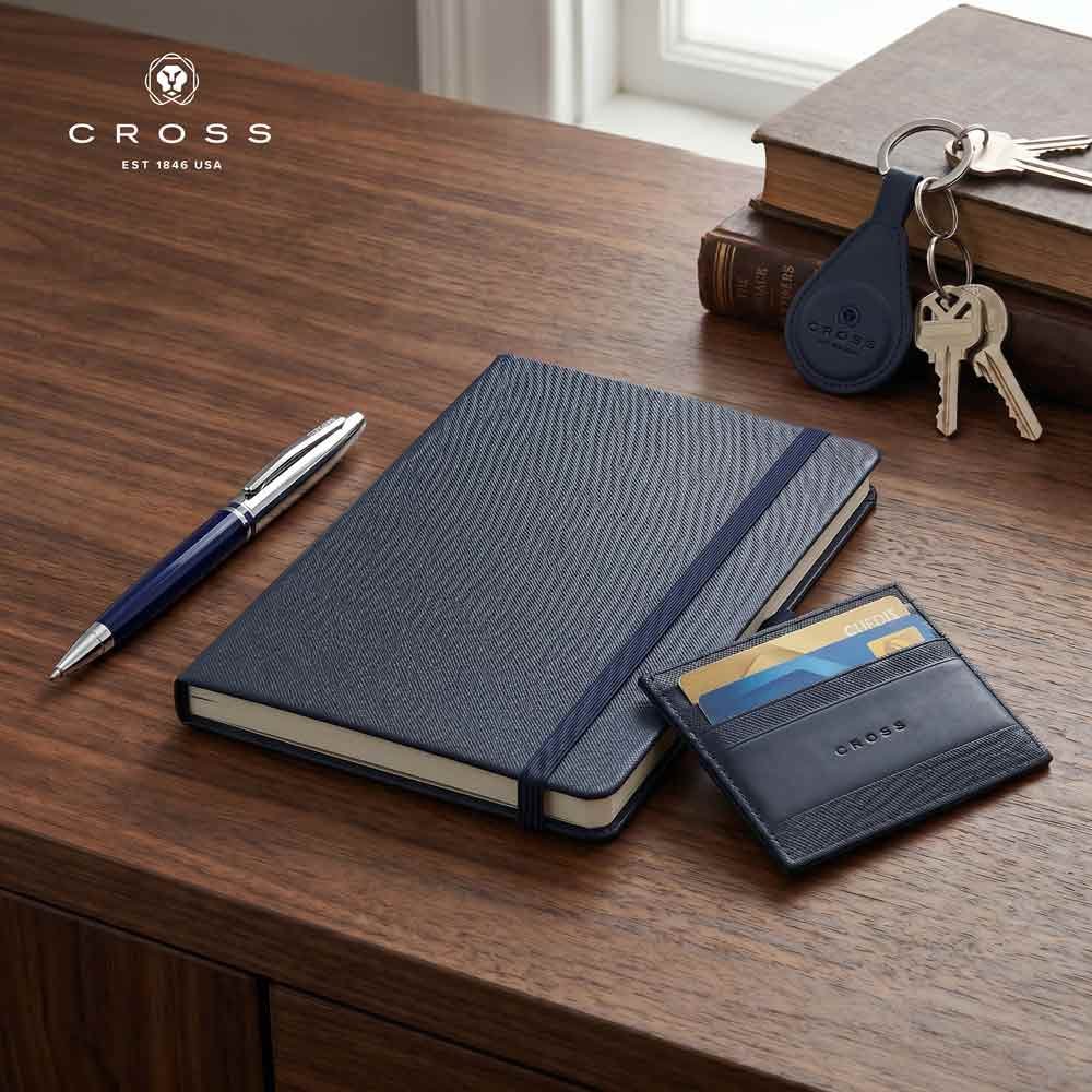 CROSS Saffiano Leather 6CC Card Holder - Navy Blue - Image 4