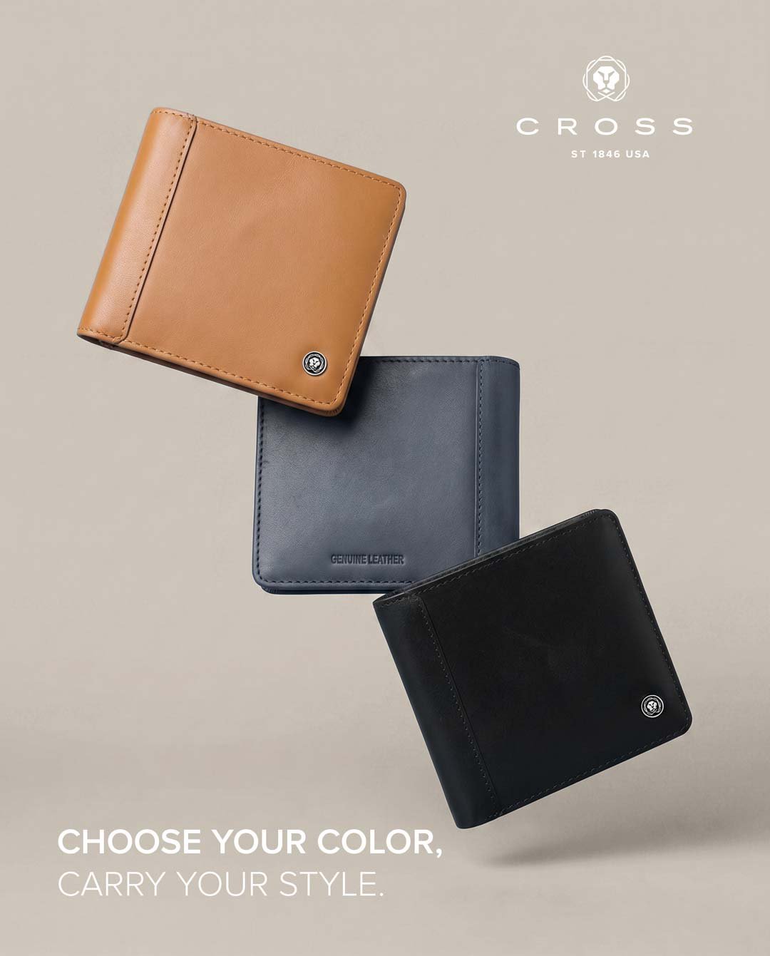 CROSS Leather Clip Wallet - Navy - Image 5
