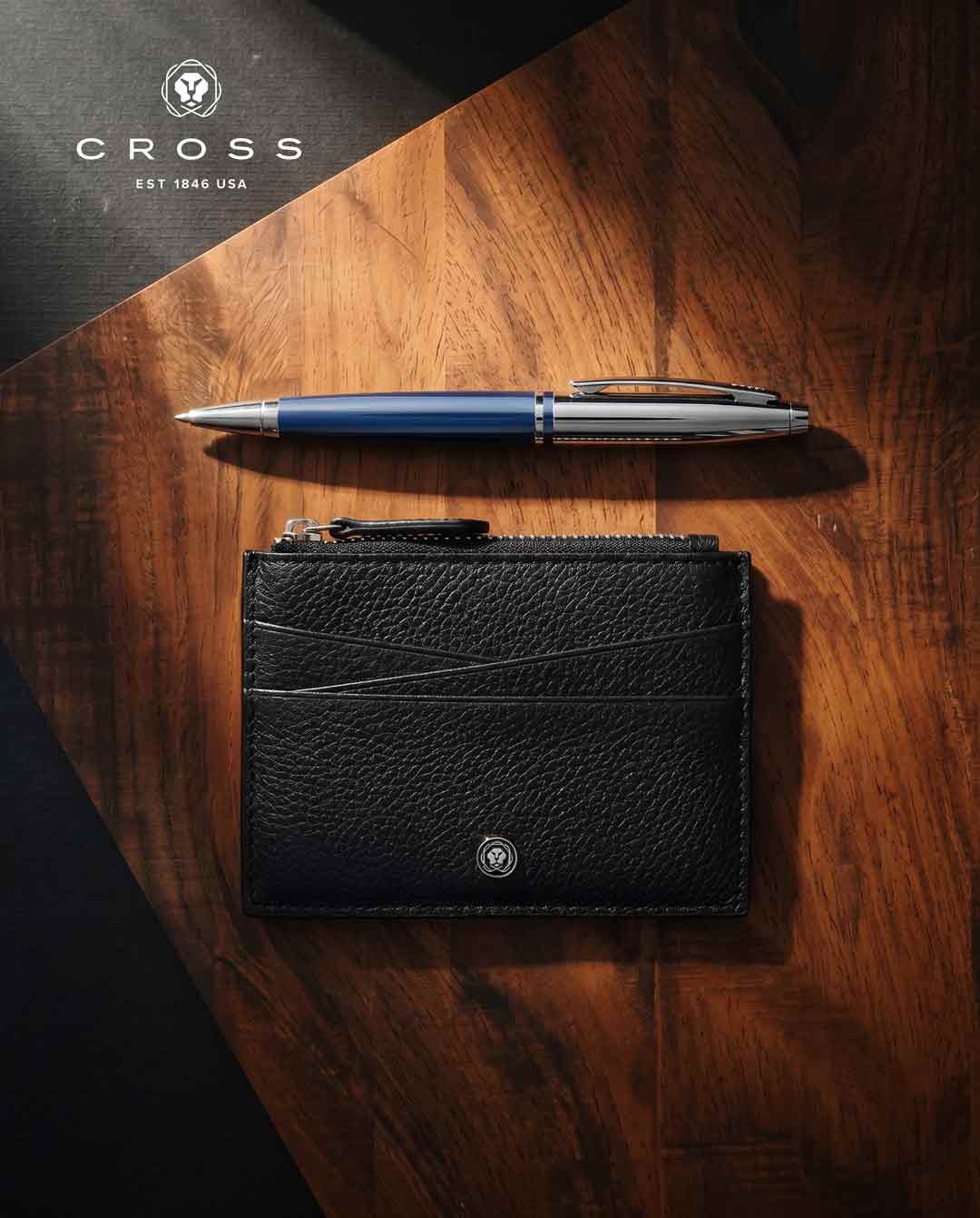CROSS Pebble Leather Ladies' 6CC Zip Card Holder - Black - Image 5