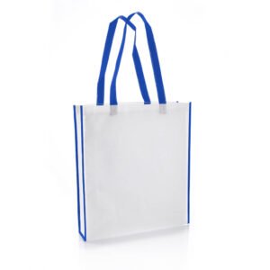Non-Woven Shopping Bag Vertical White/R.Blue