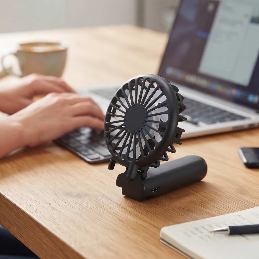 ROTO - Rechargeable Handheld Fan with Foldable Desk Stand - Black - Image 11