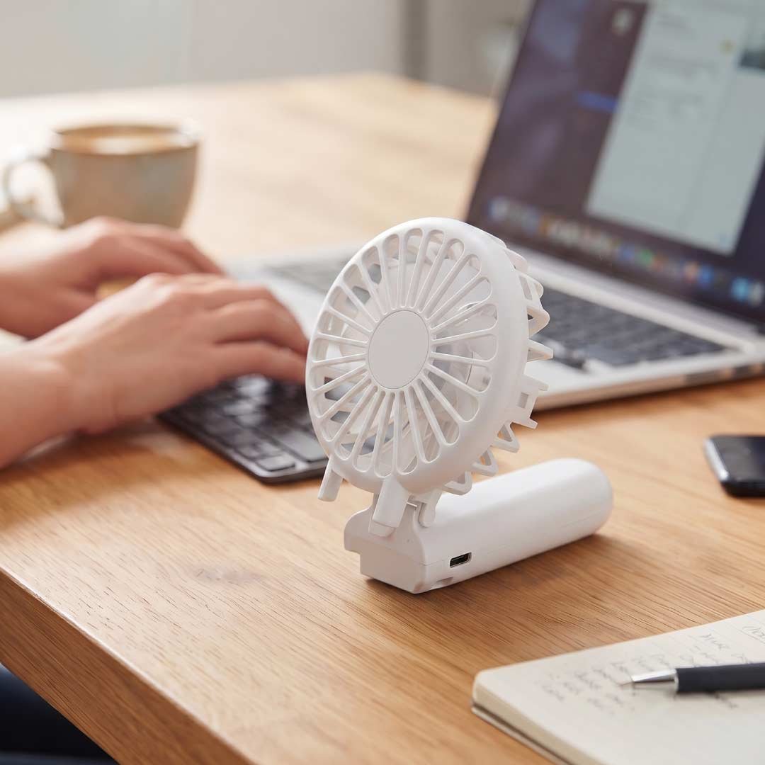 ROTO - Rechargeable Handheld Fan with Foldable Desk Stand - White - Image 11