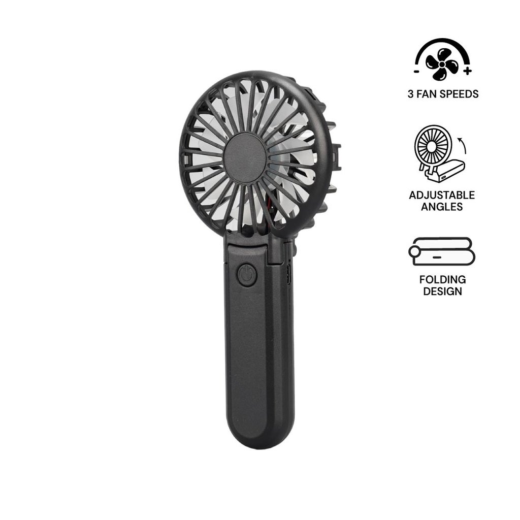 ROTO - Rechargeable Handheld Fan with Foldable Desk Stand - Black