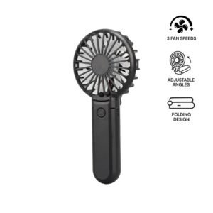 ROTO - Rechargeable Handheld Fan with Foldable Desk Stand - Black