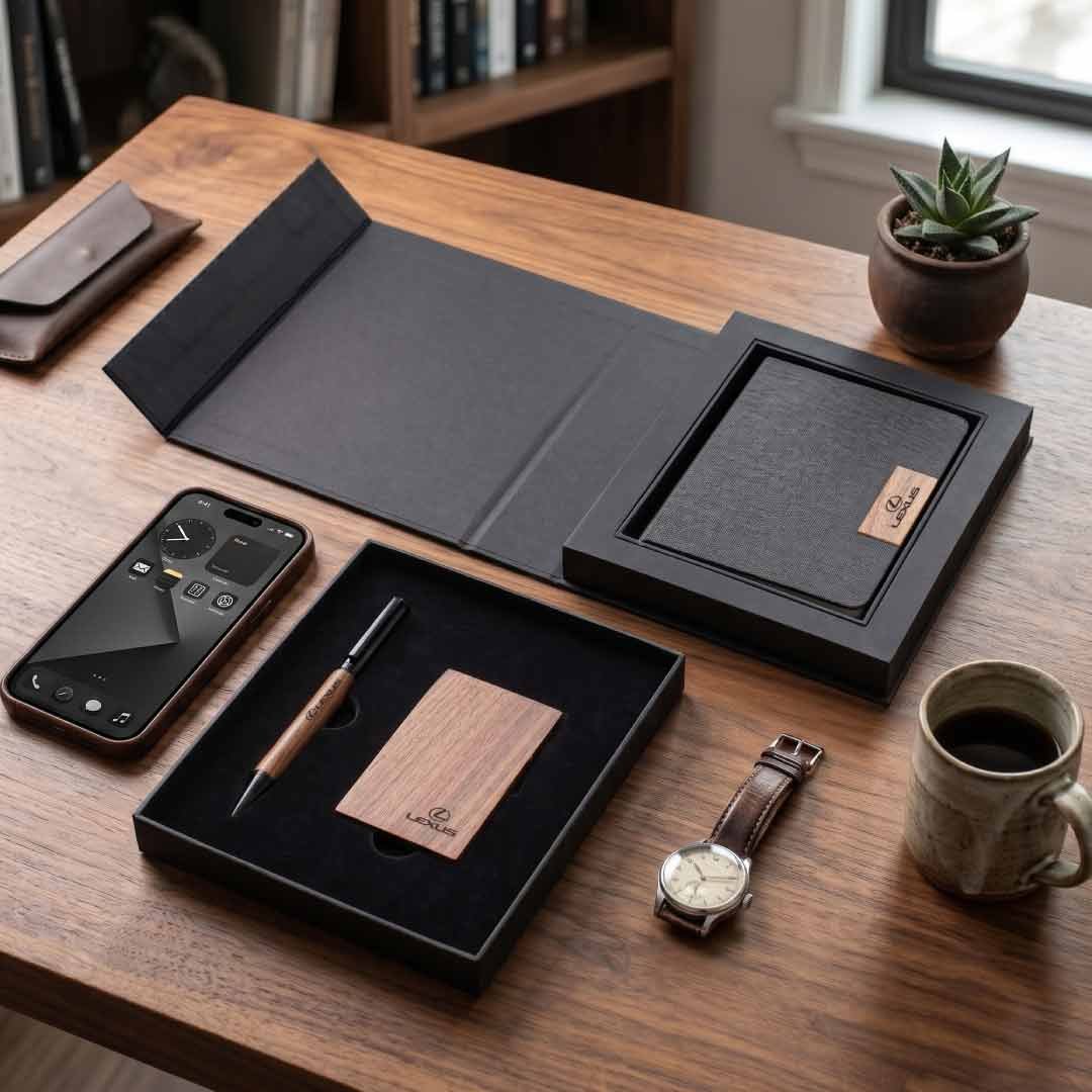 TULUM - SANTHOME Gift set with Notebook, Pen and Card Holder with Walnut Accents - Image 6